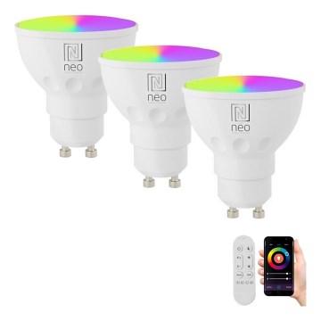 Immax NEO 07724CDO - KOMPLEKT 3x LED RGB+CCT Hämardatav pirn GU10/4,8W/230V 2700-6500K Wi-Fi Tuya + kaugjuhtimispult