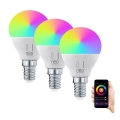 Immax NEO 07745C - KOMPLEKT 3x LED RGB+CCT Hämardatav pirn E14/6W/230V 2700-6500K Wi-Fi Tuya