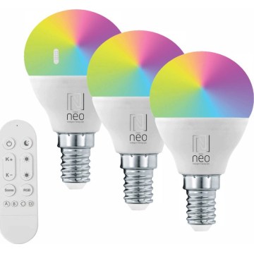 Immax NEO 07745CDO - Komplekt 3x hämardatav LED-pirn RGB+CCT E14/6W/230V Wi-Fi + kaugjuhtimispult