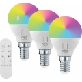 Immax NEO 07745CDO - KOMPLEKT 3x LED RGB+CCT hämardatav pirn E14/6W/230V Tuya Wi-Fi + kaugjuhtimispult