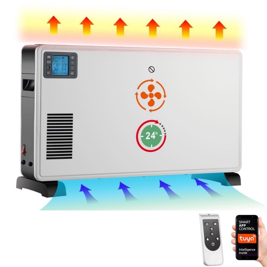 Immax NEO 07760L - Elektriline konvektor küttekeha 1000/1300/2300W LCD/timer/TURBO/termostaat Wi-Fi Tuya + pult