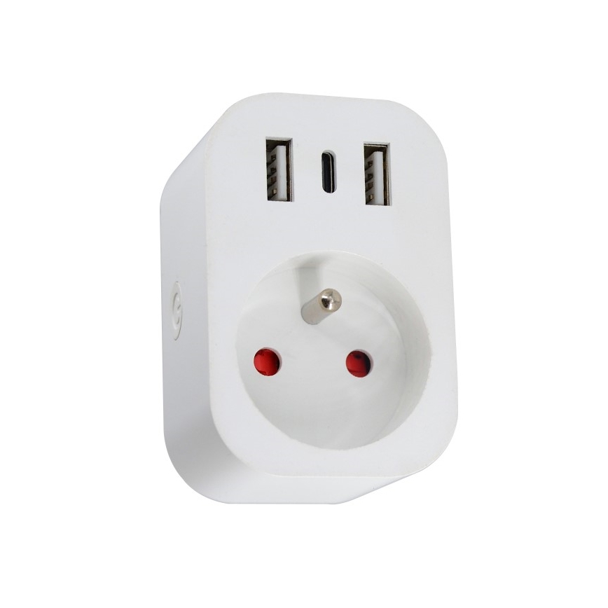 Immax NEO 07772L - Nutikas pistikupesa jaotur 16A/230V + 2xUSB+1xUSB C Wi-Fi Tuya