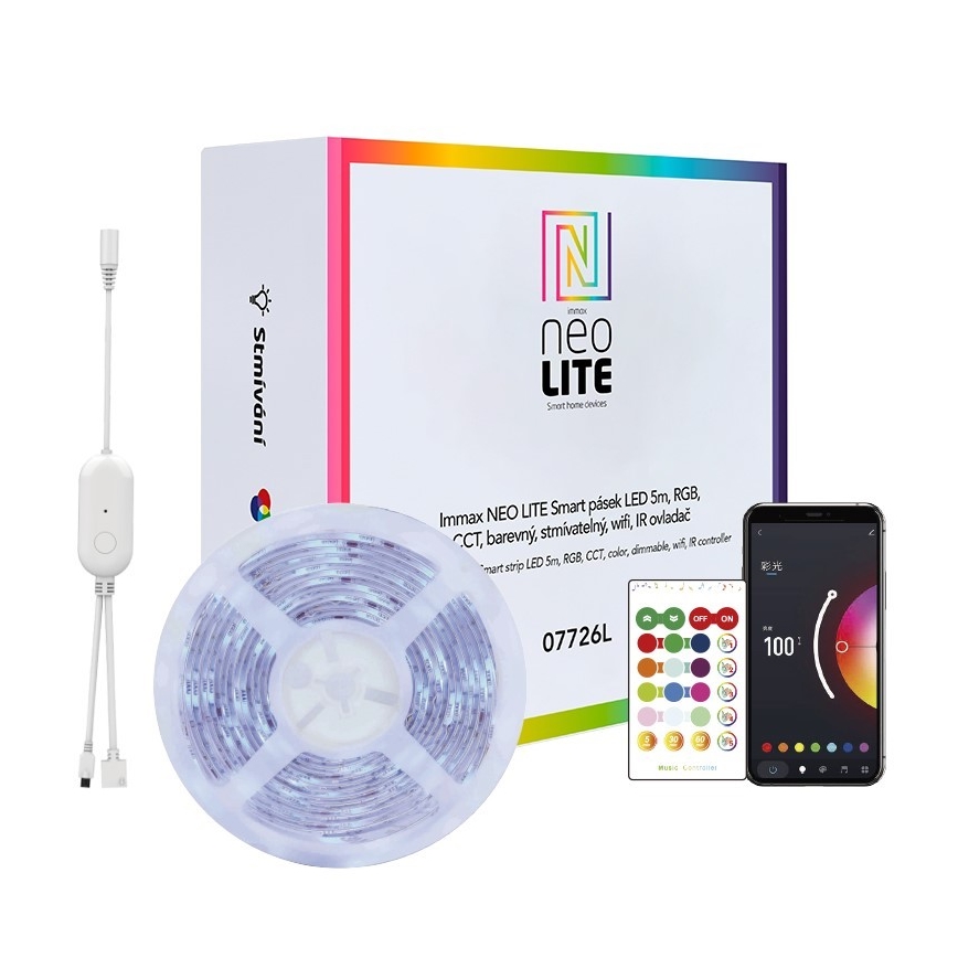 Immax NEO 07775L - LED RGB+CCT Hämardatav valgusriba NEO LITE LED/48W/230V 10 m IP65 MUSIC Wi-Fi Tuya + kaugjuhtimispult
