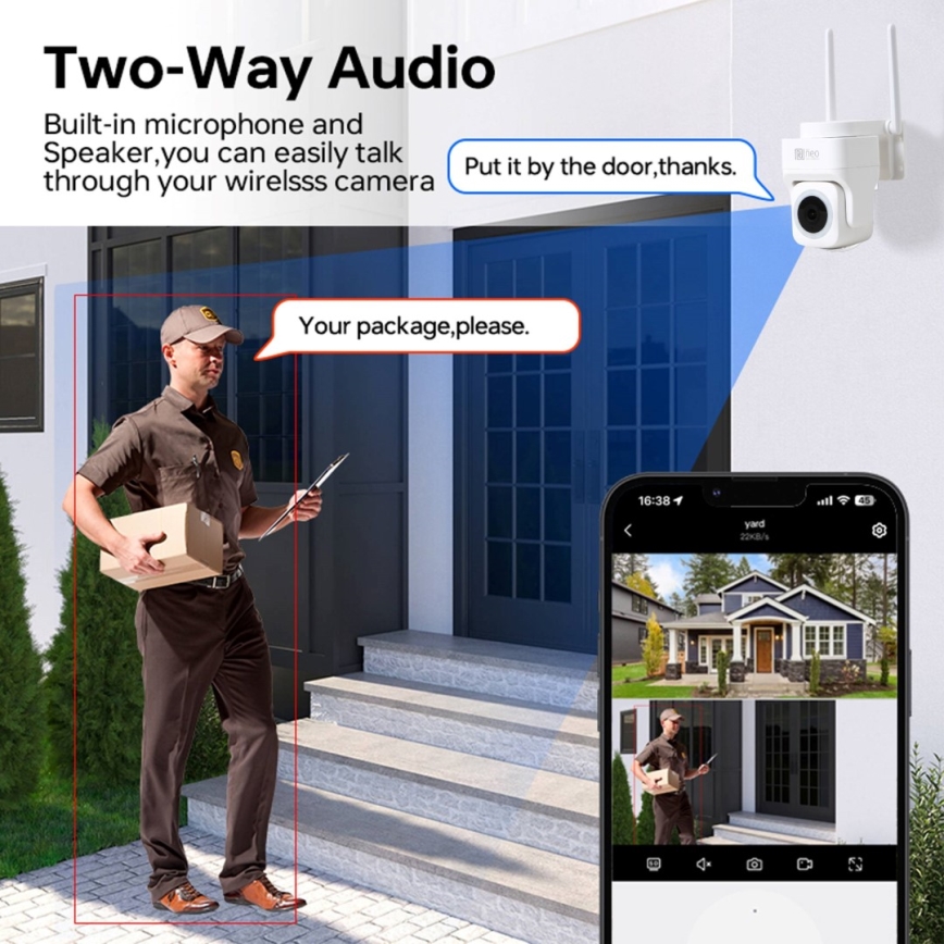 Immax NEO 07793L - Nutikas välikaamera anduriga CUBE 4MP 5V IP65 Wi-Fi Tuya