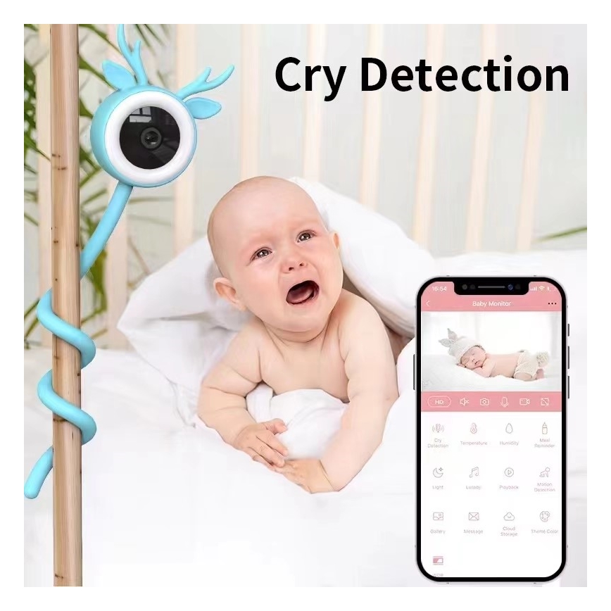 Immax NEO 07797L - Nutikas laetav beebimonitor 5V Wi-Fi Tuya sinine