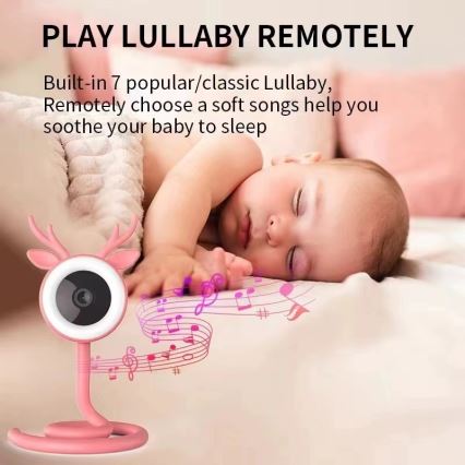 Immax NEO 07798L - Nutikas laetav beebimonitor 5V Wi-Fi Tuya roosa