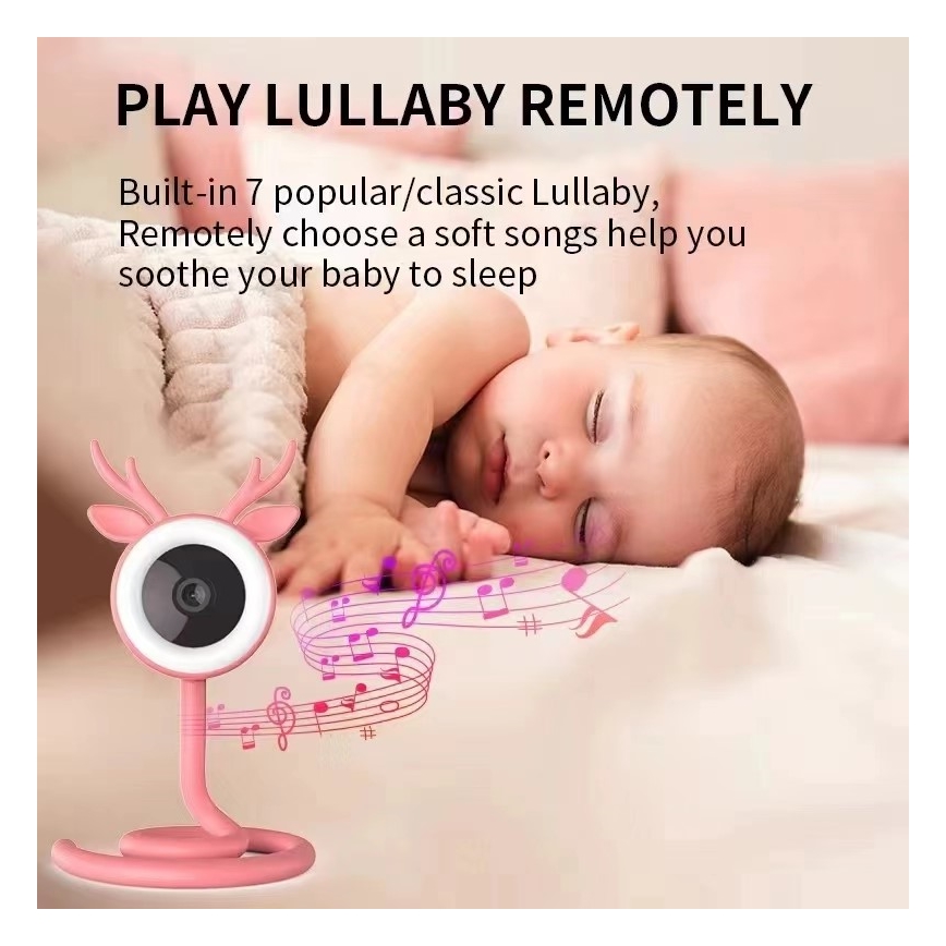 Immax NEO 07798L - Nutikas laetav beebimonitor 5V Wi-Fi Tuya roosa