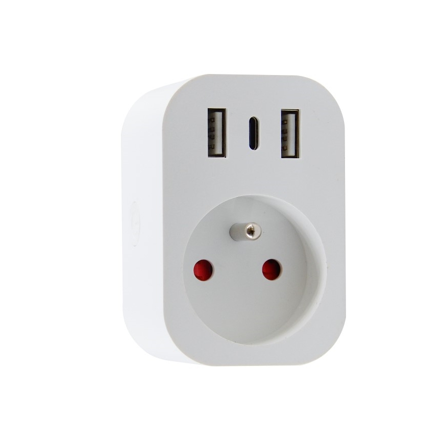 Immax NEO 07799L - Nutikas mitmepesaline pistikupesa 16A/230V + 2×USB + 1×USB‑C, Wi‑Fi (Tuya)