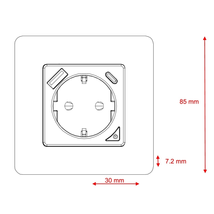 Immax NEO 07800L - Nutikas pistikupesa 16A/230V + 1xUSB-A+1xUSB C Tuya