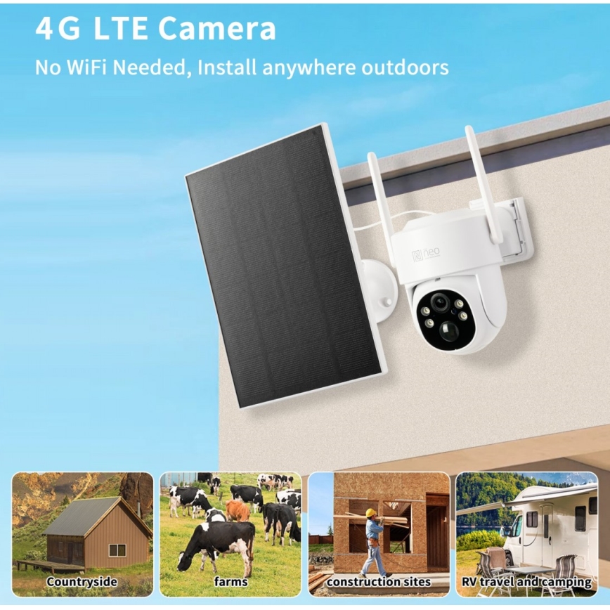 Immax NEO 07804L - Nutikas välistingimustes kasutatav päikeseenergia kaamera anduriga 9000 mAh Wi-Fi Tuya IP65