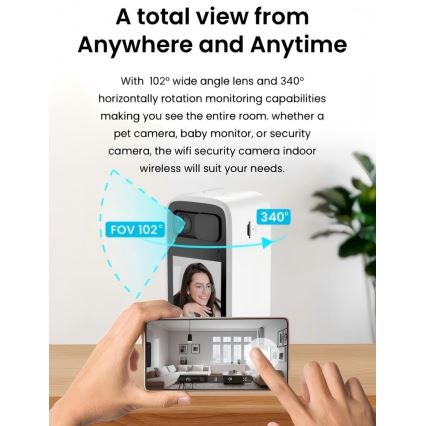 Immax NEO 07814L - Nutikas siseruumikaamera 4 MP anduriga, 5 V toite ja Wi‑Fi‑ühendusega