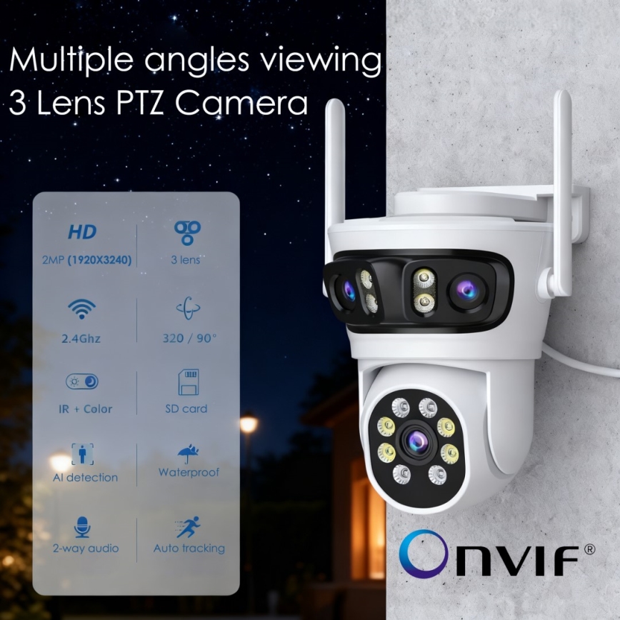 Immax NEO 07823L - Nutikas välikaamera koos anduriga 2MP+2MP+2MP 5V Wi-Fi