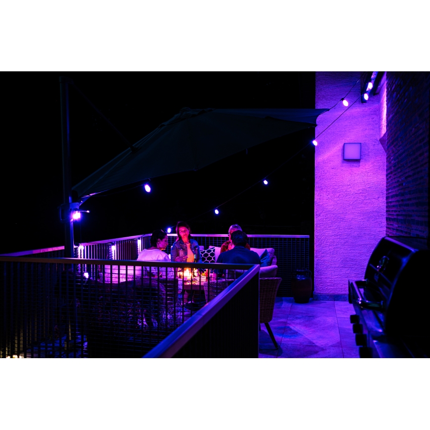 LED RGB+CCT Hämardatav väli valguskett GARLAND 15xLED/1W/230V 15m Wi-Fi Tuya IP65 + kaugjuhtimispult