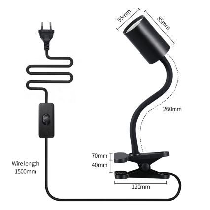 Immax NEO 08293L - painduv klambriga lamp PUNTO 1xGU10/9W/230V must