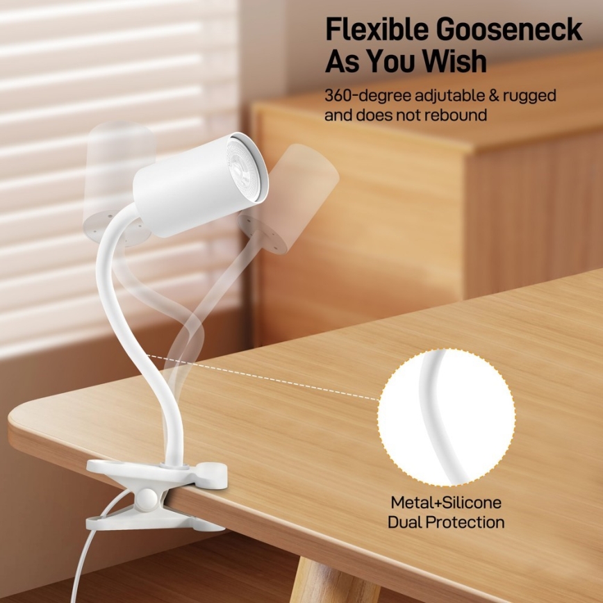 Immax NEO 08294L - Painduv klambriga lamp PUNTO 1xGU10/9W/230V valge