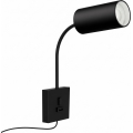 Immax NEO 08295L - Seinavalgusti USB-pordiga PUNTO 1xGU10/9W/230V must
