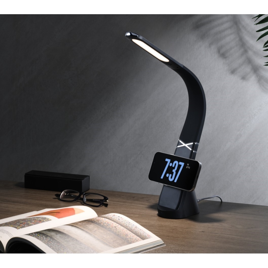 Immax NEO 09110L - hämardatav LED-laualamp traadita laadimisega MAGIC LED/5W/230V, must