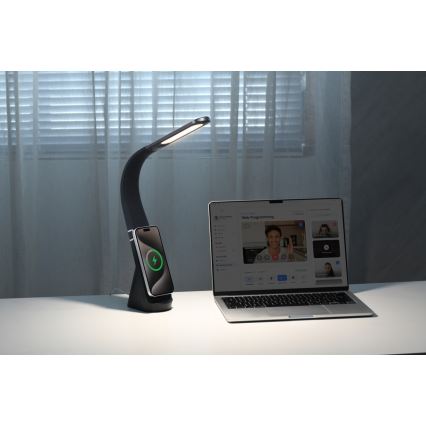 Immax NEO 09110L - hämardatav LED-laualamp traadita laadimisega MAGIC LED/5W/230V, must