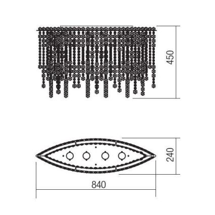 Incanti ITV CLOV4 10 60 - Pinnale kinnitatav kristall-lühter TREVI 4xGU10/50W/230V