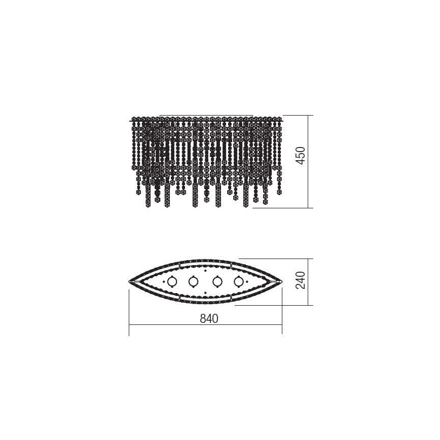 Incanti ITV CLOV4 10 60 - Pinnale kinnitatav kristall-lühter TREVI 4xGU10/50W/230V