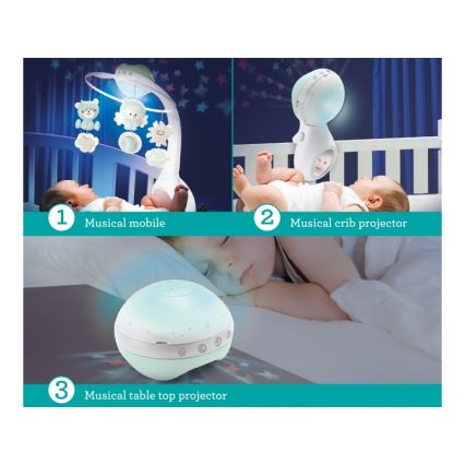 Infantino - Voodikarussell ja projektor 3-ühes 3xAAA roheline