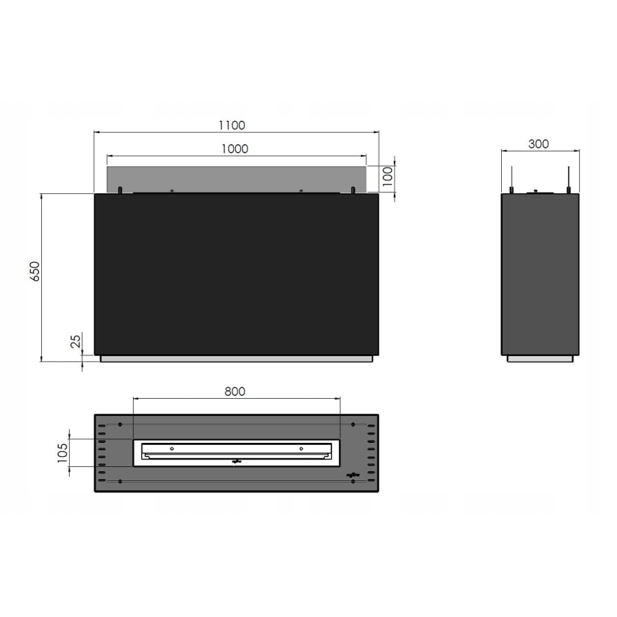 InFire - BIO kamin 110x65 cm 3,5kW must