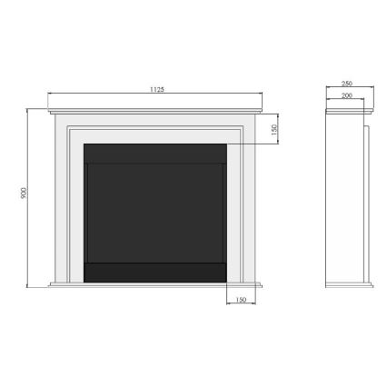 InFire - BIO kamin 90x112,5 cm 3kW valge