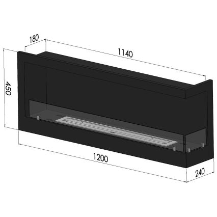 InFire - BIO nurgakamin 45x120 cm 3kW must