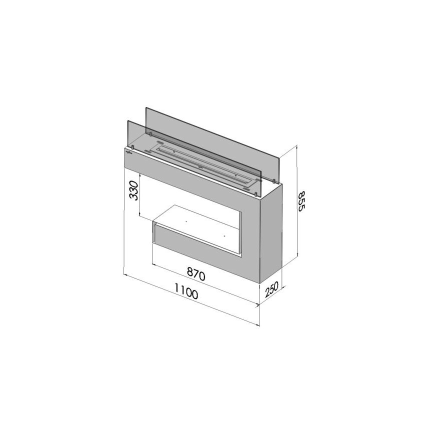 InFire - Biokamin 110x85,5 cm 3kW valge
