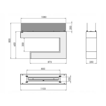 InFire - Biokamin 110x85,5 cm 3kW valge