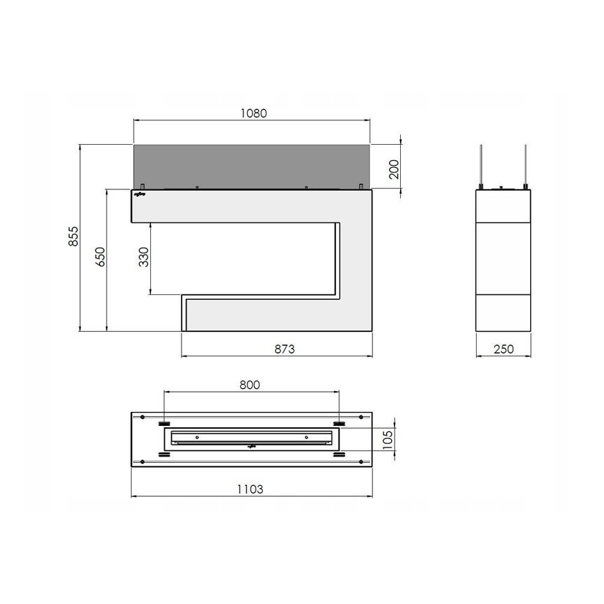 InFire - Biokamin 110x85,5 cm 3kW valge