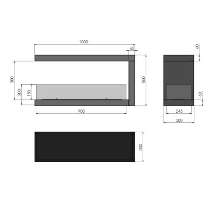 InFire - Biokamin nurka 100x50 cm 3kW kahepoolne