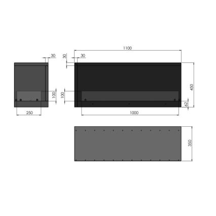 InFire - Biokamin nurka 110x45 cm 3kW must