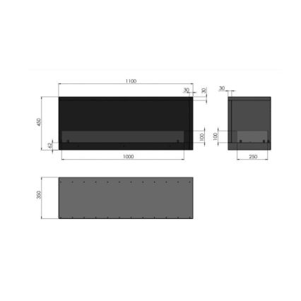 InFire - Biokamin nurka 110x45 cm 3kW must