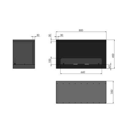 InFire - Biokamin nurka 80x45 cm 3,5kW must