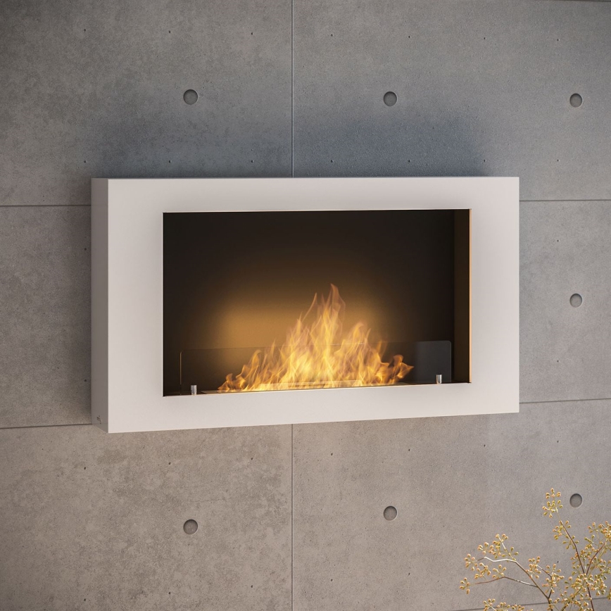 InFire - Biokamin seinale 100x56 cm 3kW valge