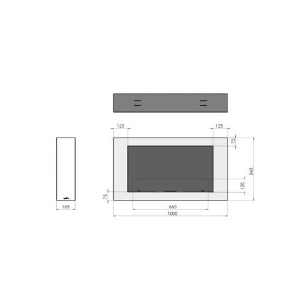 InFire - Biokamin seinale 100x56 cm 3kW must