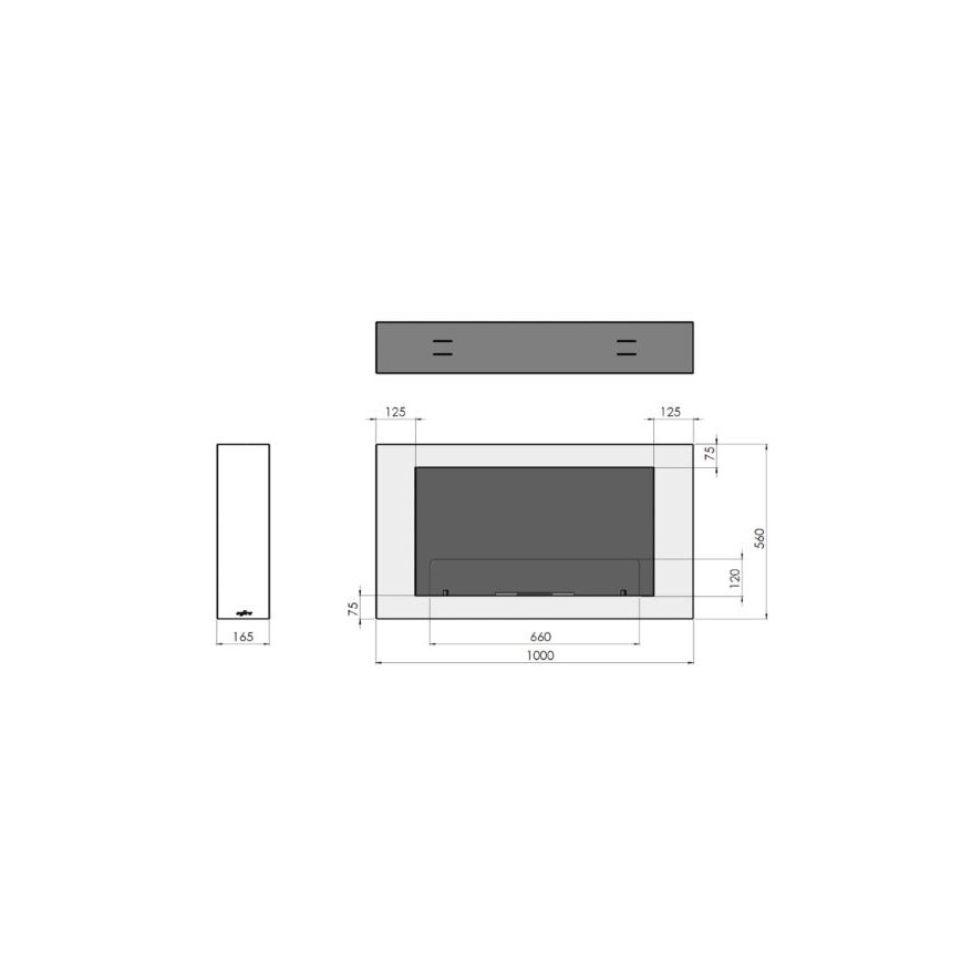 InFire - Biokamin seinale 100x56 cm 3kW must