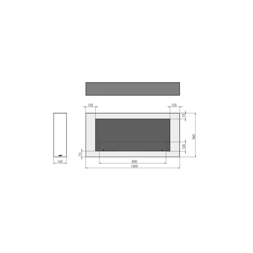 InFire - Biokamin seinale 120x56 cm 3kW valge