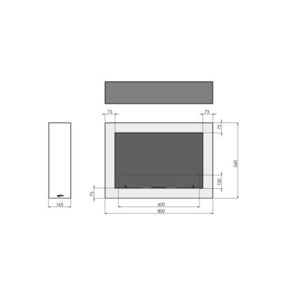 InFire - Biokamin seinale 80x56 cm 3kW valge