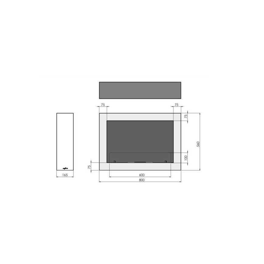 InFire - Biokamin seinale 80x56 cm 3kW valge