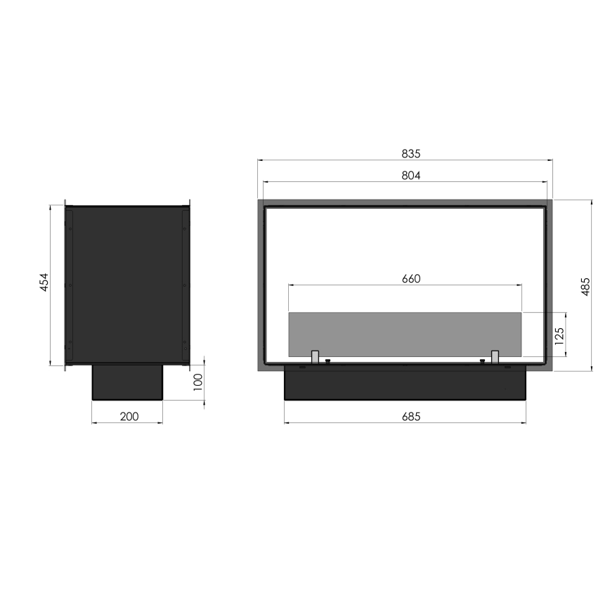 InFire - Sisseehitatud BIO kamin 48,5x83,5 cm 3,5kW must