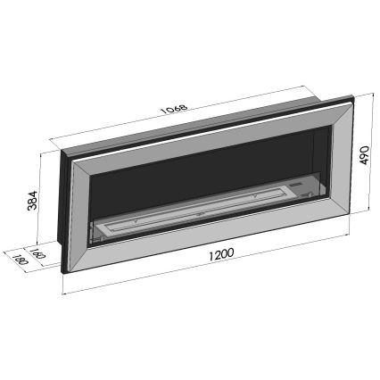 InFire - Sisseehitatud BIO kamin 49x120 cm 3kW must