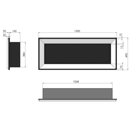 InFire - Sisseehitatud BIO kamin 49x120 cm 3kW must