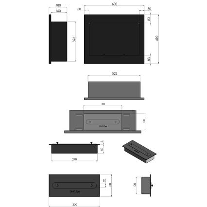 InFire - Sisseehitatud BIO kamin 49x60 cm 3kW must