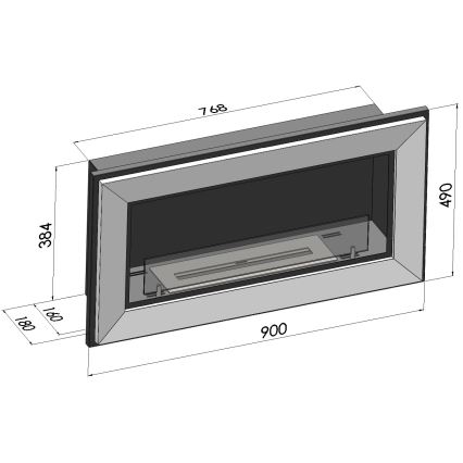 InFire - Sisseehitatud BIO kamin 49x90 cm 3kW must