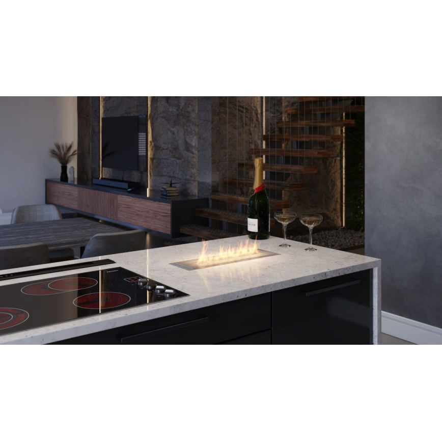 InFire - Sisseehitatud BIO kamin 5,5x50 cm 3kW matt kroom