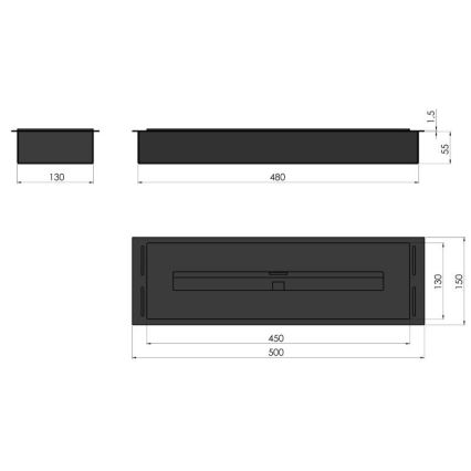 InFire - Sisseehitatud BIO kamin 5,5x50 cm 3kW kroom