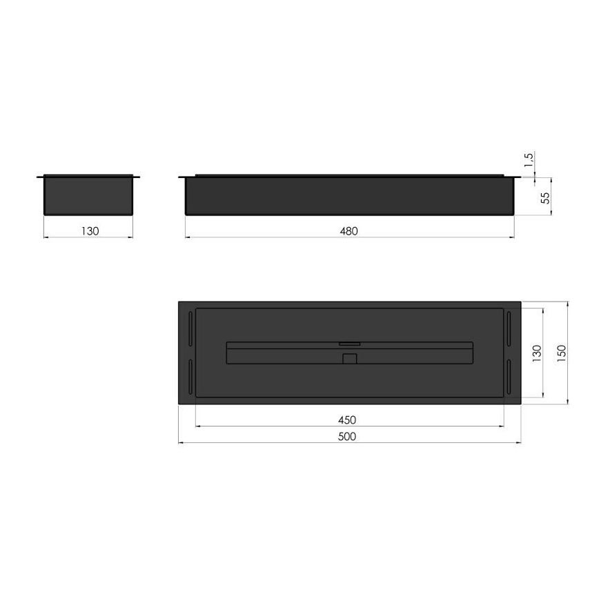 InFire - Sisseehitatud BIO kamin 5,5x50 cm 3kW must
