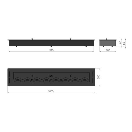 InFire - Sisseehitatud BIO kamin 7,5x100 cm 6kW must